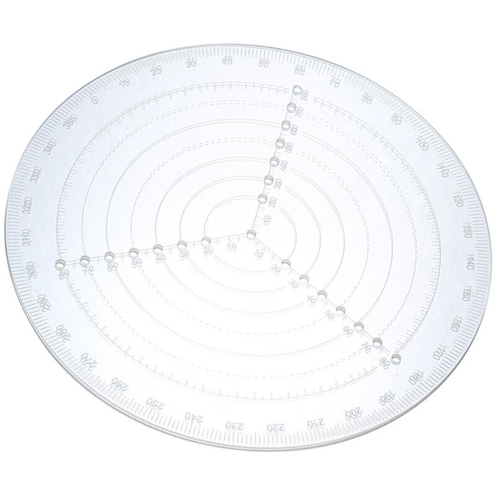 Rigla eficienta pentru crearea de cercuri, busola rotunda pentru gasirea centrului pentru diverse aplicatii, materialul acrilic transparent asigura o claritate ridicata, design durabil rezista utilizarii regulate in proiecte de artizanat si scoala