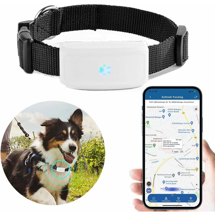 Tovbmup Anti-lost Device, мини GPS тракер за кучета и котки, проследяване в реално време, 5-40m GPS, 10-150m WiFi