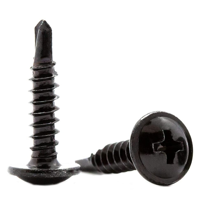 Tovbmup önmetsző csavar, szénacél, lapos fejű, fekete, 4,2x19 mm, 60 db-os készlet