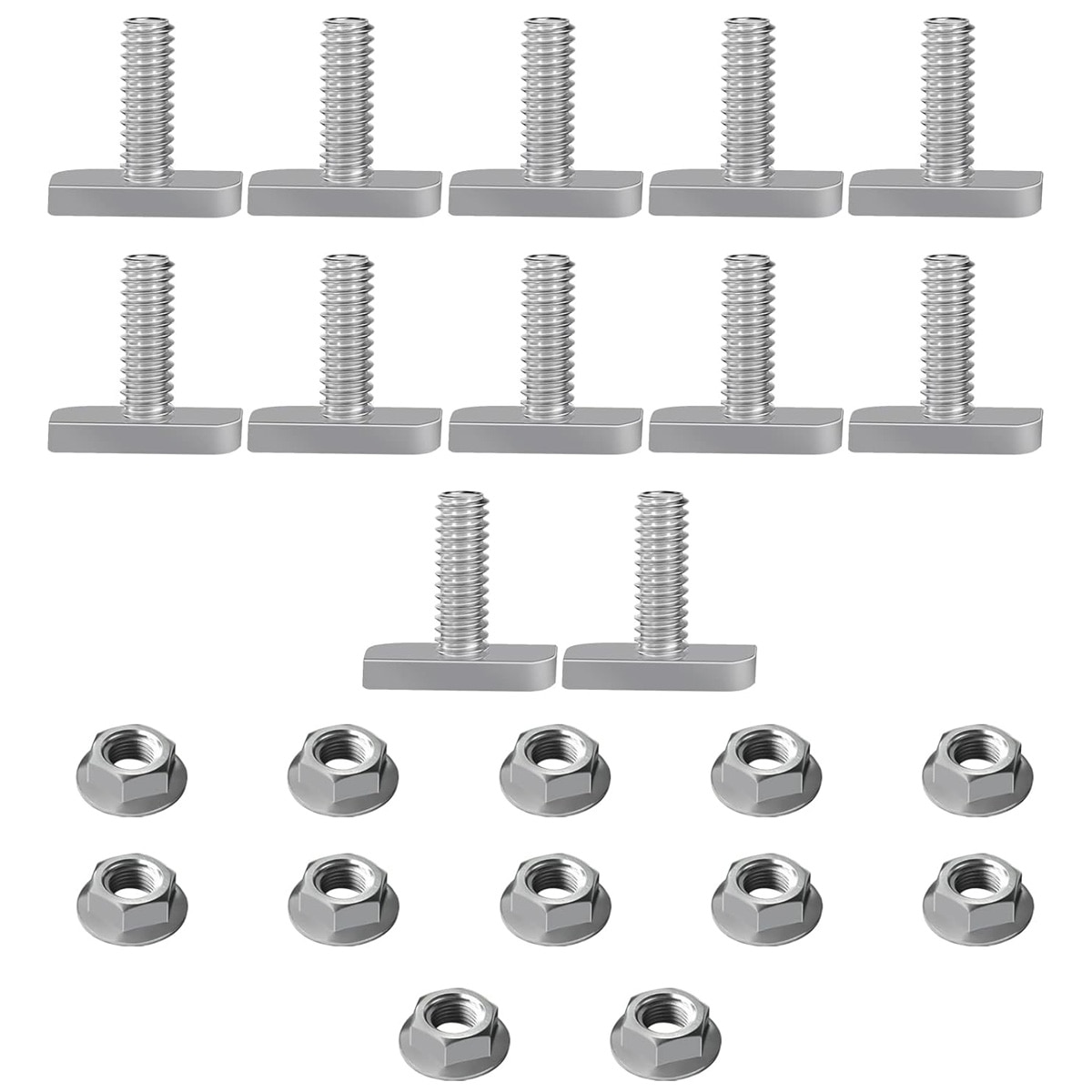 Set suruburi cu cap in forma de T QttvbTna, inox A2-70, 24 piese