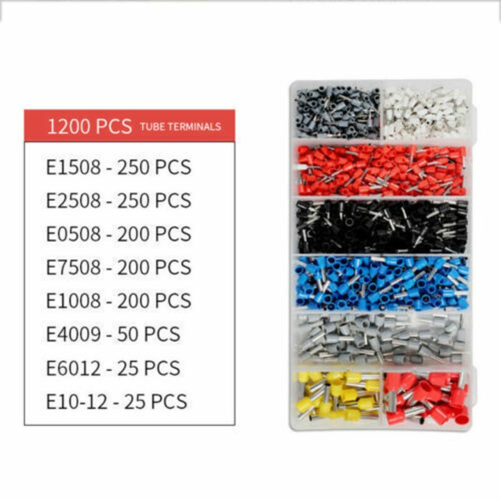 Set clesti de crimpare Enforose, 1200 piese, dimensiuni 0.25-10mm, multicolor