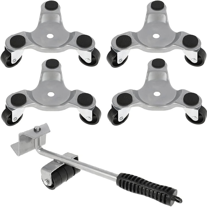 Kit de mutare mobilier greu, Enforose, cu 3 role, echipamente pentru transport si ridicat