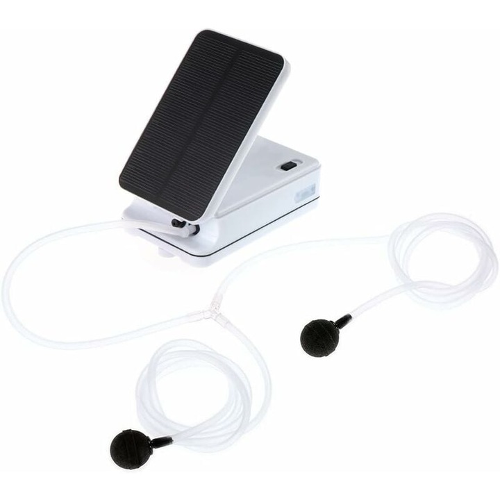 Set pompa de aer solar, Enforose, oxigenator si aerator, capacitate mare, 2200mAh, 0.9l/min