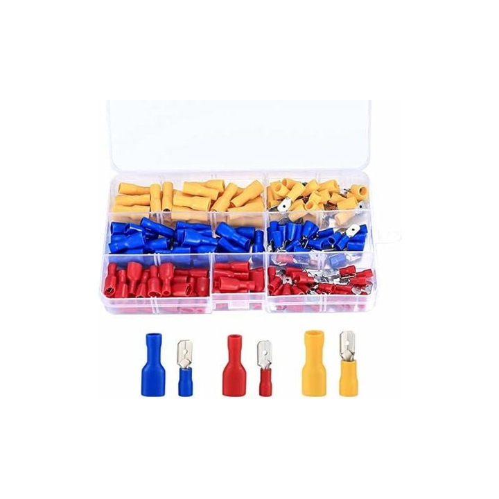 Kit terminale electrice, Enforose, 150 buc, conectori de deconectare rapida, rezistenta la coroziune, multicolor