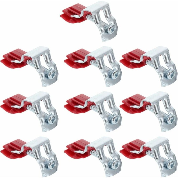 Set 20 clips de fixare pentru chiuveta, Enforose, otel mangan, rosu inchis, 5x2.5x1.8cm