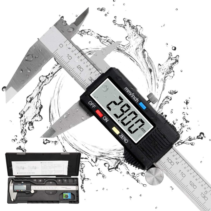 Caliper digital, Enforose, 150mm, display LCD mare, masurare precisa 0.01mm, inox, rezistent la apa