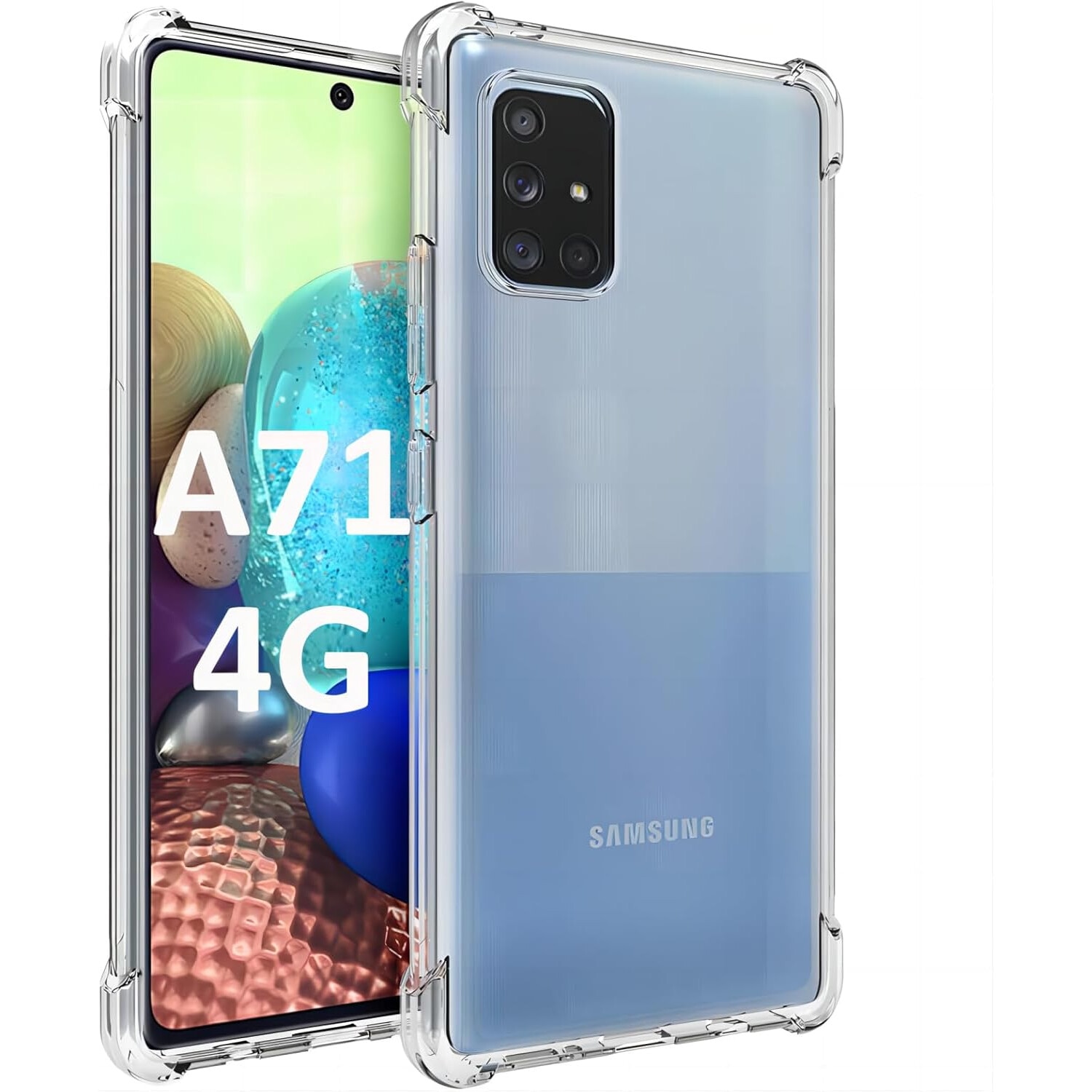 Husa protectie Mat-Tech compatibila cu Samsung Galaxy A71 4G, Colturi anti-soc, Decupaje Precise, Rezistenta la impact, Margini ridicate pentru protectia ecranului, Transparenta