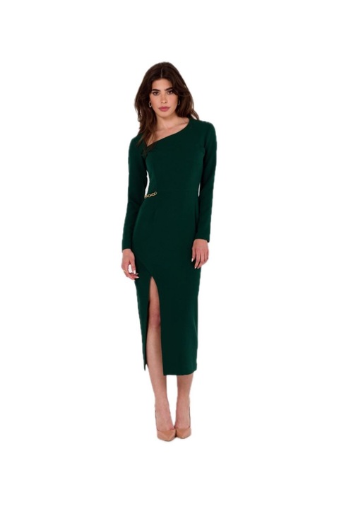Rochie cu decolteu asimetric, Makover, Verde