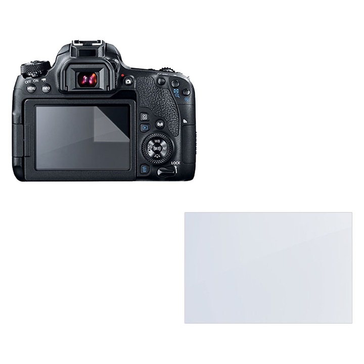 Set protectie compatibil cu Canon EOS 77D, COMANDO Focus Shield, 1 Folie de Silicon Rezistenta pentru Ecran, Anti-Reflexie, Anti-zgarieturi, Proprietati Regenerabile, Protectie Anti-Amprente, Aplicare usoara, Transparent