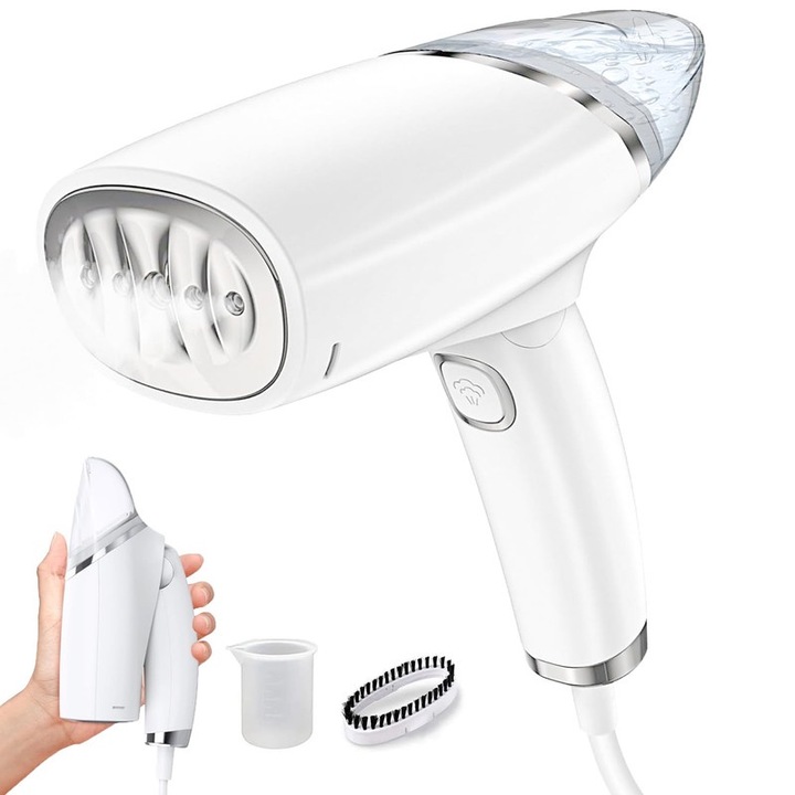 Hordozható vasaló, összecsukható, 2 az 1-ben gőz és vasalás, magas hőmérsékletnek ellenálló, 1000 W, 100 ml, fehér, 7,4x3,9 hüvelyk