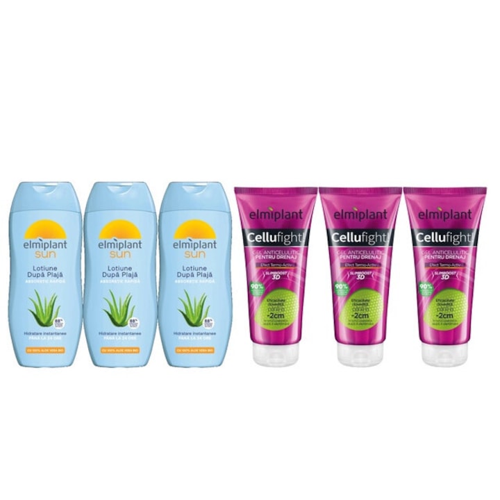 Elmiplant testápoló készlet 6 db, 3 x Beach Lotion 200 ml hidratáló, 3 x Drainage Cream 200 ml, hatékony tisztítás, intenzív hidratálás, könnyű felvitel, megelőzi az irritációt, bőrgyógyászatilag tesztelt