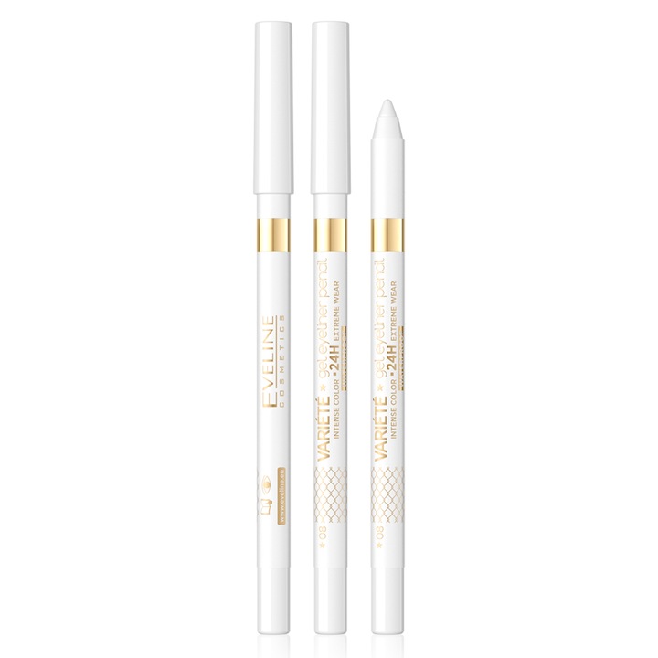 Creion eyeliner Eveline Variete Gel Waterproof White, 08