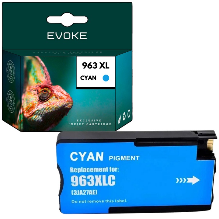 Cartus cerneala imprimanta pentru HP 963XC cyan, 25 ml, 1750 pagini, 3JA27AE / 963XL, compatibil cu OfficeJet Pro 9010 9012 9013 9015 9020 9023 9025