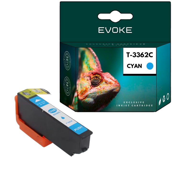 Cartus cerneala imprimanta pentru Epson 33XC cyan, 13 ml, 940 pagini, T3362 / C13T33624010, compatibil cu XP-530 XP-540 XP-630 XP-635 XP-640 XP-830 900 7100