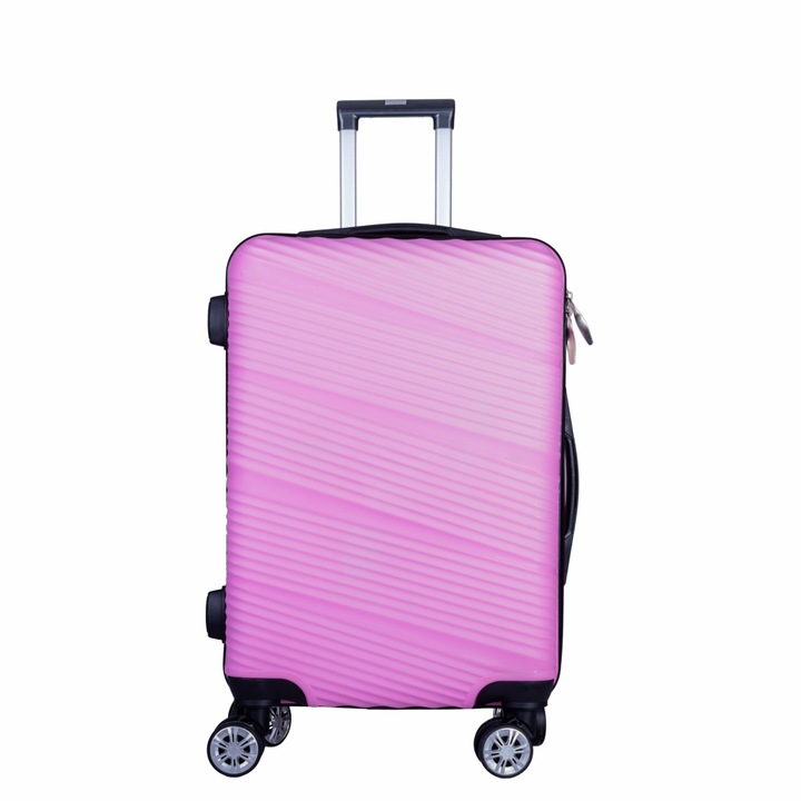 Troler voiaj Mic, Naimeed D6010, 4 roti duble 360 grade, PP, inchidere cifru, Roz, 33x20.5x45cm