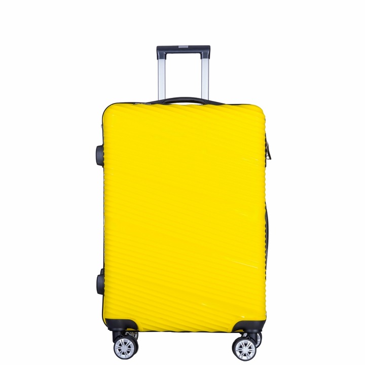 Troler voiaj Mic, Naimeed D6022, 4 roti duble 360 grade, PP, inchidere cifru, Galben, 33x20.5x45cm