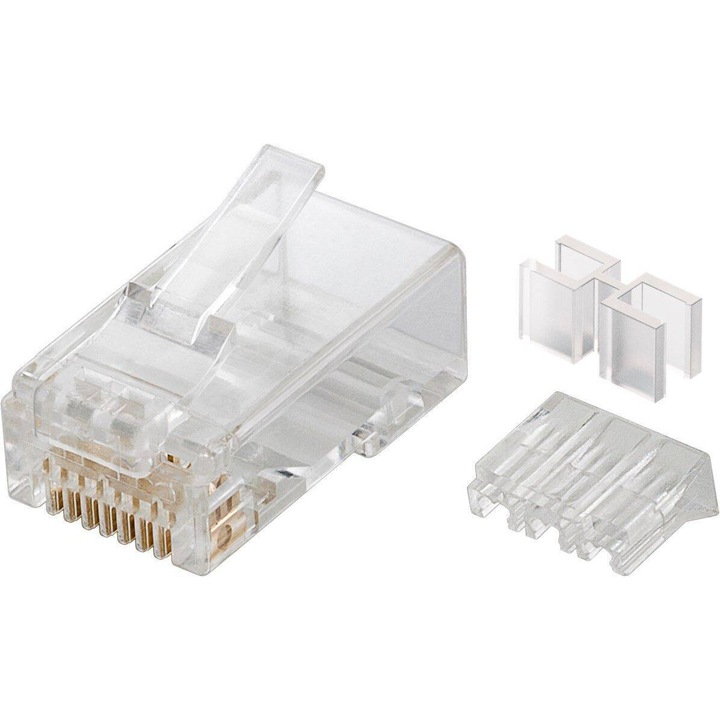 RJ-45 8P-8C Cat 6A hálózati csatlakozó, árnyékolatlan, aranyozott érintkezőkkel, 50u, Goobay