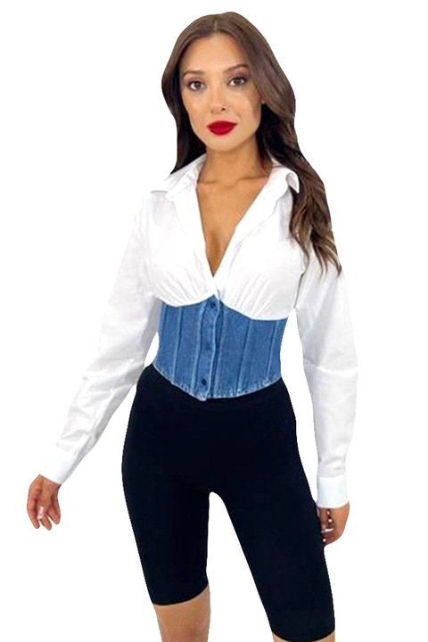 FABYA farmer ing, gombok és zsinór záródás hátul, Fehér