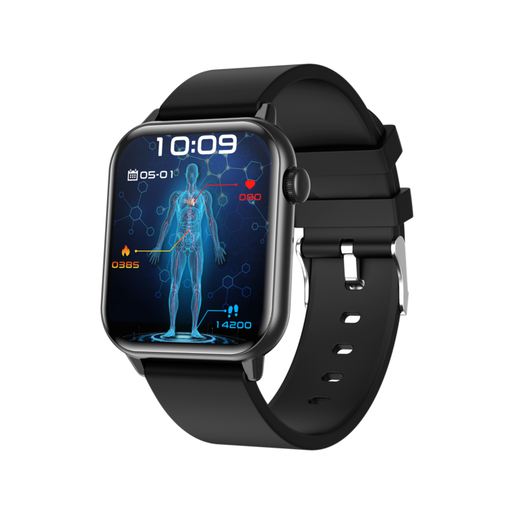 idealSTORE ZFit Smartwatch, AMOLED екран, Bluetooth повикване, гласов асистент, функция за SOS повикване, 100 спортни режима, наблюдение на здравето, напомняне, IP67 водоустойчивост, отговаряне на обаждания, силиконова гривна, цвят черен