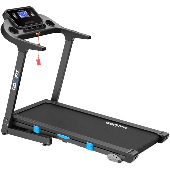 Banda de Alergat GO4FIT® Model FIT100, Viteza Maxima 16km/h, Motor 3.5CP, Sistem Pliere Hidraulic, Amortizare, Inclinare Manuala, Bluetooth, Aplicatii Telefon, Kinomap, Zwift, FitShow, iConsole, Greutate Maxima Utilizator 130kg, 15 Programe