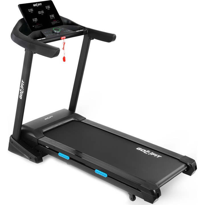Banda de Alergat GO4FIT® Model FIT200, Viteza Maxima 18km/h, Motor 3.5CP, Sistem Pliere Hidraulic, Amortizare, Inclinare Automata 15°, Bluetooth, Aplicatii Telefon, Kinomap, Zwift, FitShow, Greutate Maxima Utilizator 130kg, 15 Programe Antrenament
