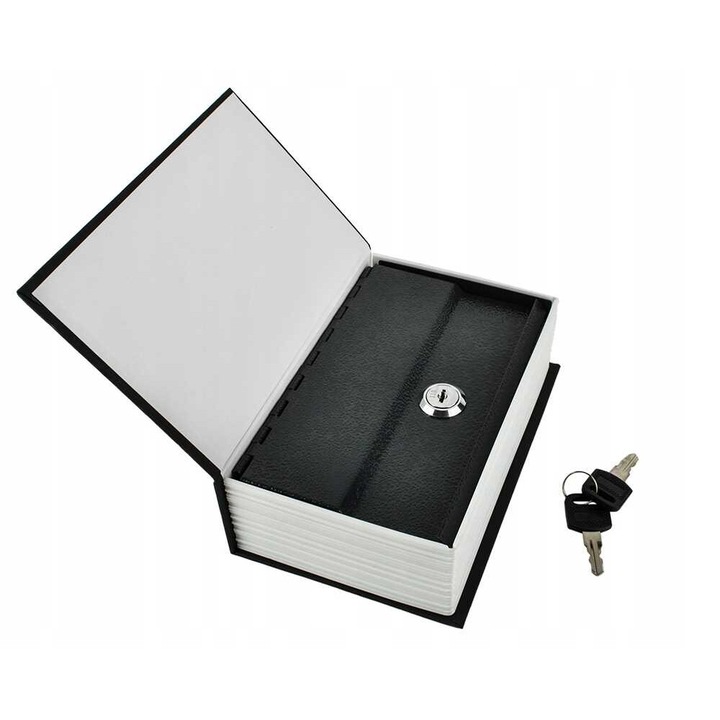 Seif Pako, ascuns in carte, 18x11,5x5,6cm, culoare neagra, include 2 chei
