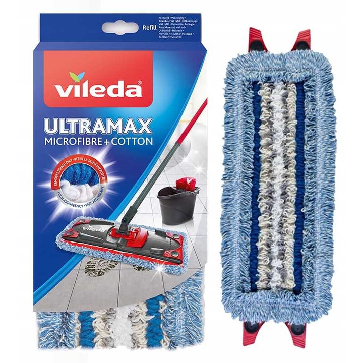 Csere mop, Vileda, poliészter, nagyon nedvszívó, sokszínű