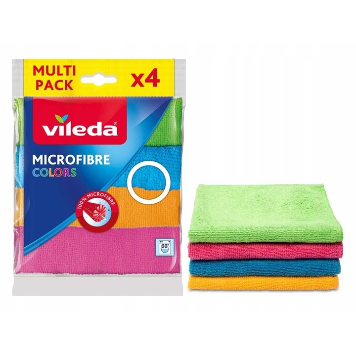 Vileda COLORS mikroszálas törlőkendő készlet, többszínű, 30x30cm, 4db