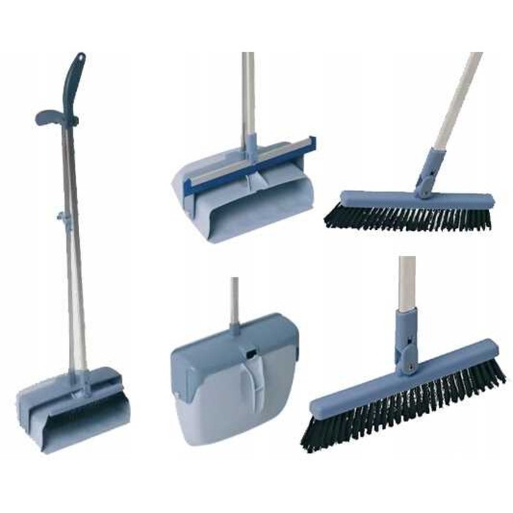Set Lobby, Vileda Professional, sufla cu inchidere pe draza + mop 25 cm, ergonomic, usor, albastru