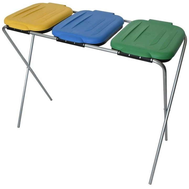 Suport pentru colectare selectiva Pako, 3 compartimente, multicolor, 80x100x40cm