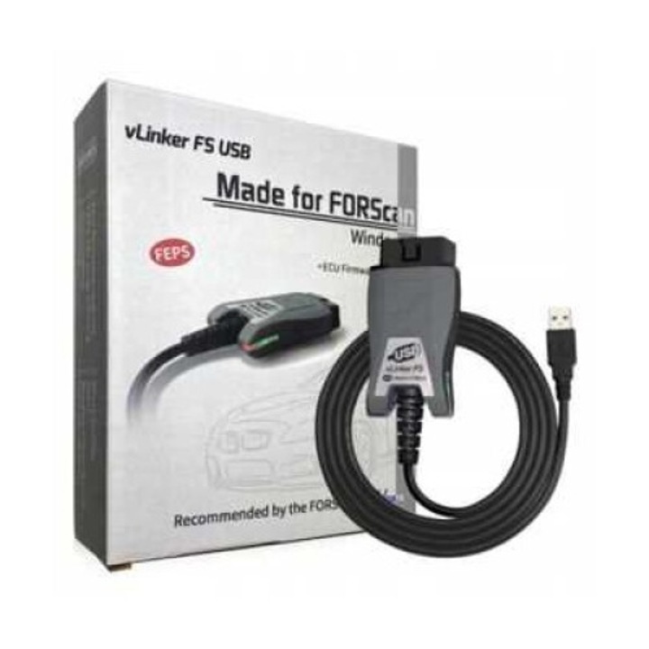 Автомобилен диагностичен интерфейс VGATE vLinker FS, USB, Ford Compatible, FEPS, MS CAN, черен