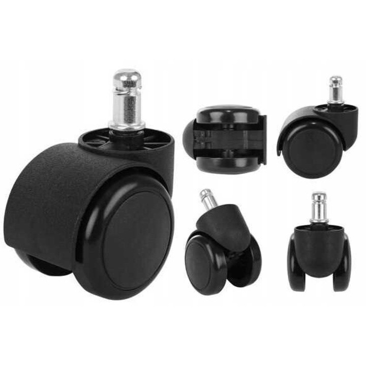 Комплект 5 колелца за офис стол, MAXY, гумени, 11 мм, черни