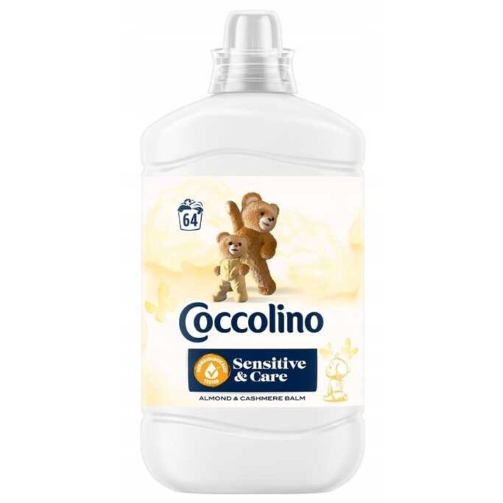 Балсам за пране Coccolino Sensitive Almond 1600мл, аромат на бадем, концентрирана формула, защита срещу токов удар