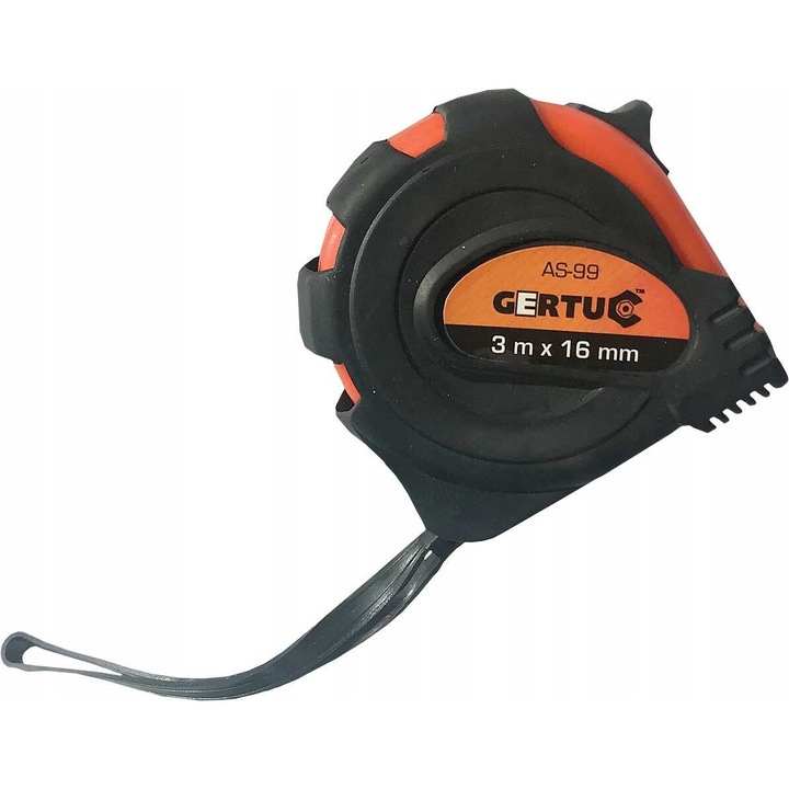 Ruleta GERTU 3m x 16mm, negru-portocaliu, cu blocare automata