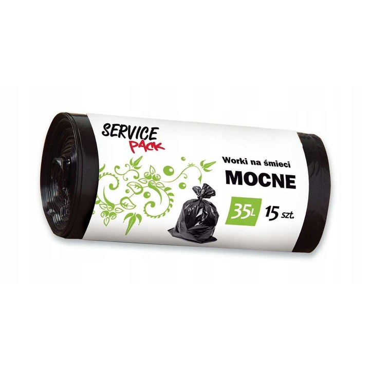 Saci menajeri, Stella, 35L, 15 bucati, negru, LDPE