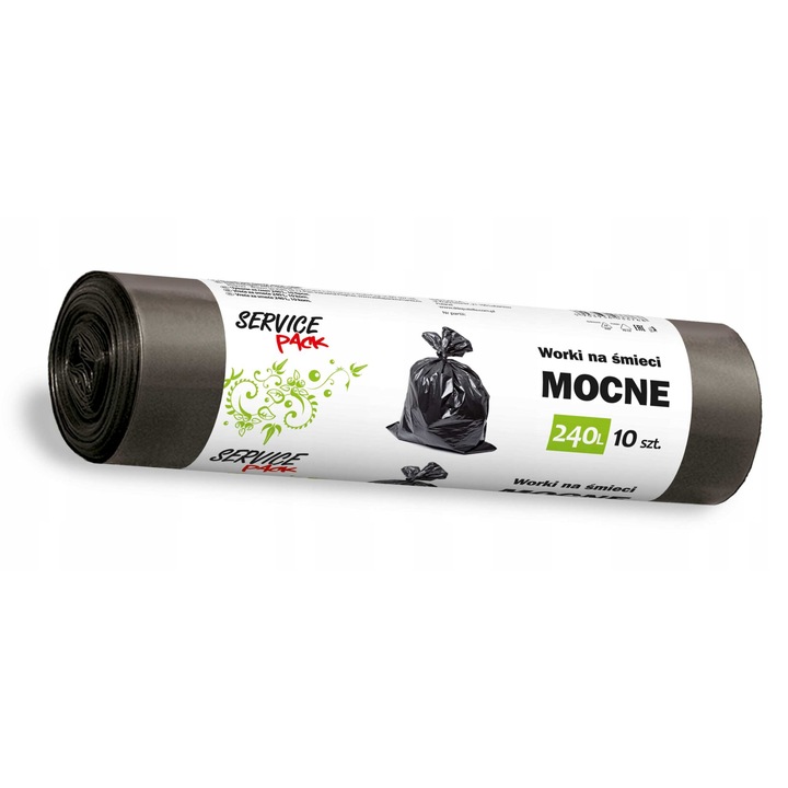 Saci menajeri, Stella, 240L, 10 bucati, negru, LDPE