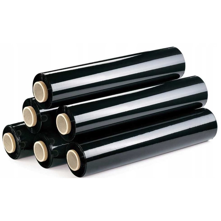 Set 6 Role Folie stretch Pako, 50cm, 3kg, elastica, neagra