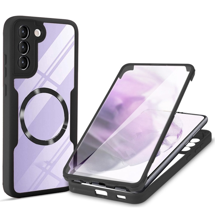 Samsung Galaxy S22 5G tok + fólia, ColorVerse 360 Series, Y14, polikarbonát, fekete