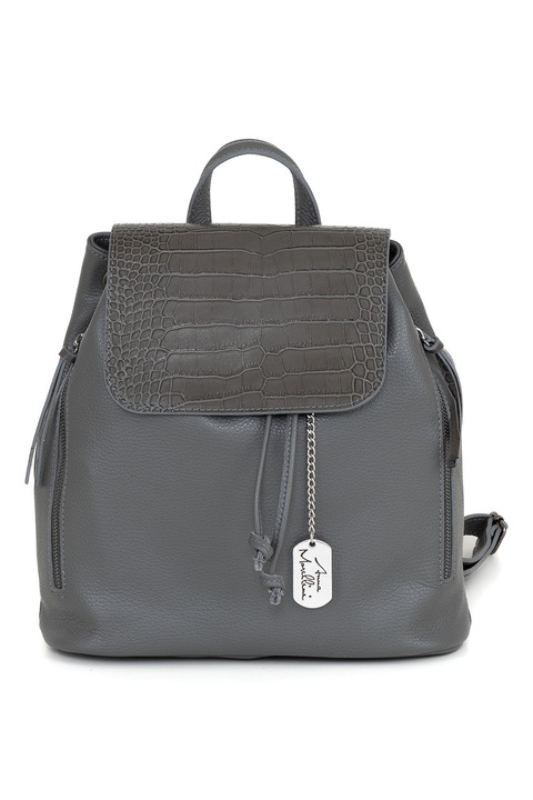 Anna Morellini, Rucsac de piele cu segment cu model piele de crocodil Amedea, Gri prafuit