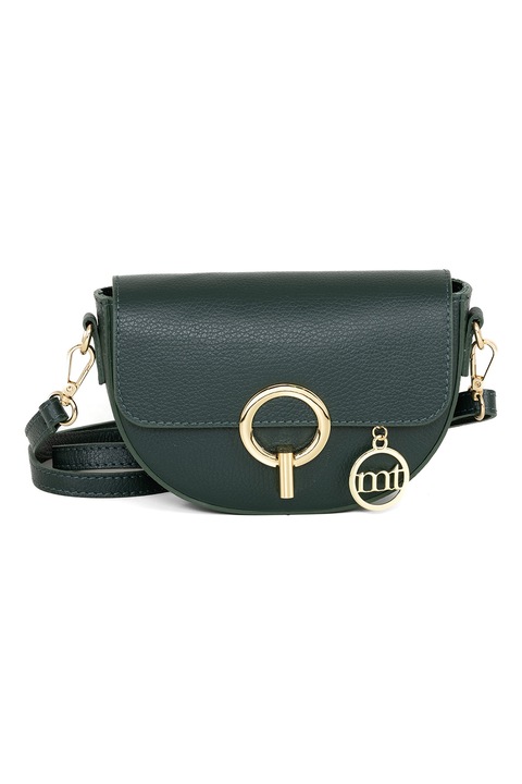 Anna Morellini, Geanta de piele cu bareta de umar si clapa, Verde