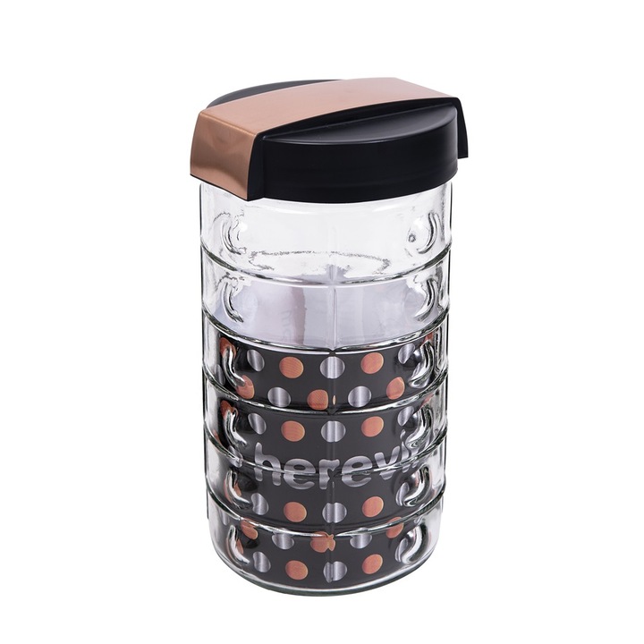 Suport pentru condimente din sticla IRIS 1.700ml aur roz-negru 190930-004