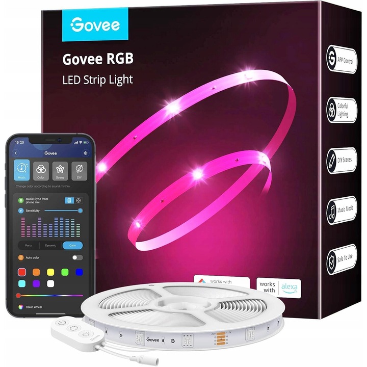 Banda LED Govee RGB, Control vocal Alexa/Google, 10 m