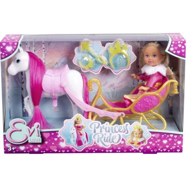 Кукла Simba Evi Princess с шейна и кон, височина 12см, +3 години
