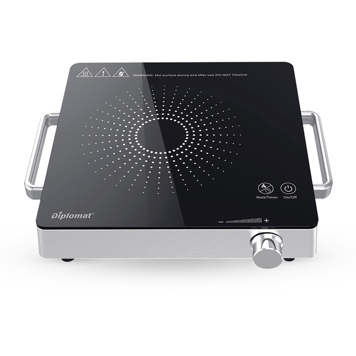 Керамичен котлон Diplomat CS-H-2027-T, 2000W, 180-минутен таймер, 10 нива за регулиране на мощност, LED дисплей