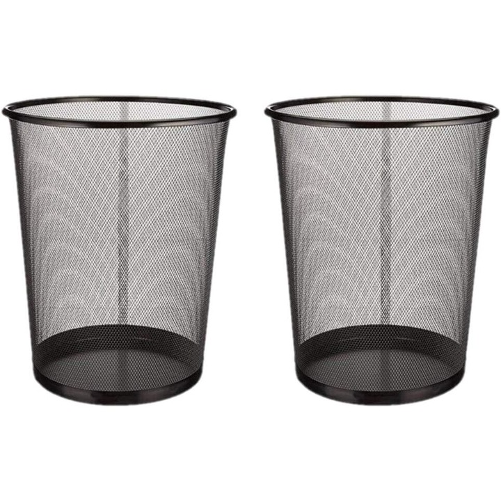 Set de cosuri de gunoi din plasa, design modern, baza metalica solida, ventilat, negru