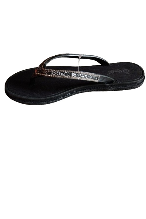 Дамски чехли черни с блясък - 65488, Черен, 39