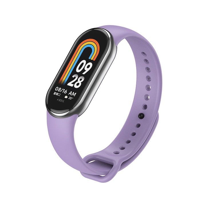 Силиконова гривна с метален PIN, съвместима с Xiaomi Mi Band 8, PHN Mag, Lila