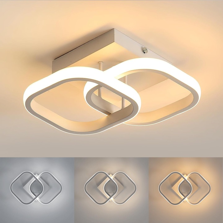 Mckalen, Плафониери с Led, 24w 2700lm, 30x24x9.5cm, Регулируеми, За коридор, балкон, кухня, бял