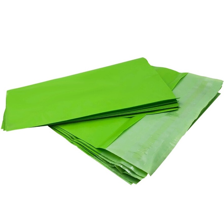 Plic curierat fara buzunar, 260 x 350 mm, 55 microni, 50 buc/ set, Verde