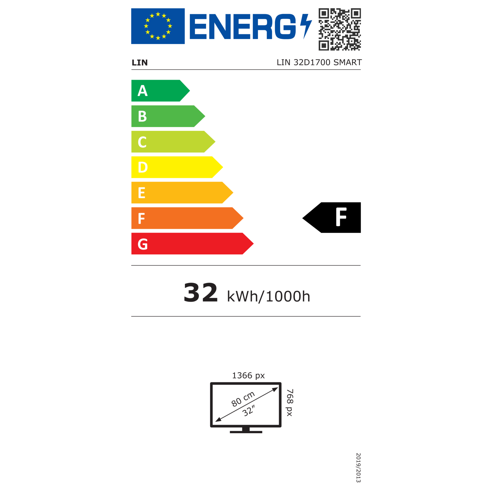 Televizor LIN 32D1700 LED 81 cm, HD Ready Linux, YouTube, HDR, Smart, Wifi, A+, Negru